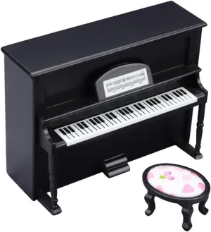 Realistic Mini Piano and Chair Ornament 1:12 Scale for Mini House Decor Crafted Precision