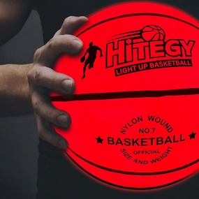 Rechargeable Glow in The Dark Basketball - USB Charging, Water-Resistant, Size 7, Impact Activated, Includes Pump & Charging Cable - Rechargeable Light Up Basketball - Orange