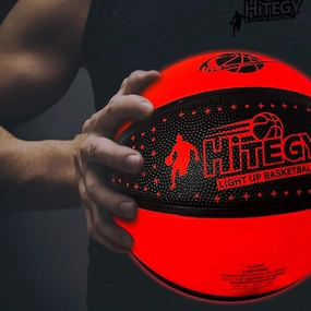 Rechargeable Glow in The Dark Basketball - USB Charging, Water-Resistant, Size 7, Impact Activated, Includes Pump & Charging Cable - Rechargeable Light Up Basketball - Star