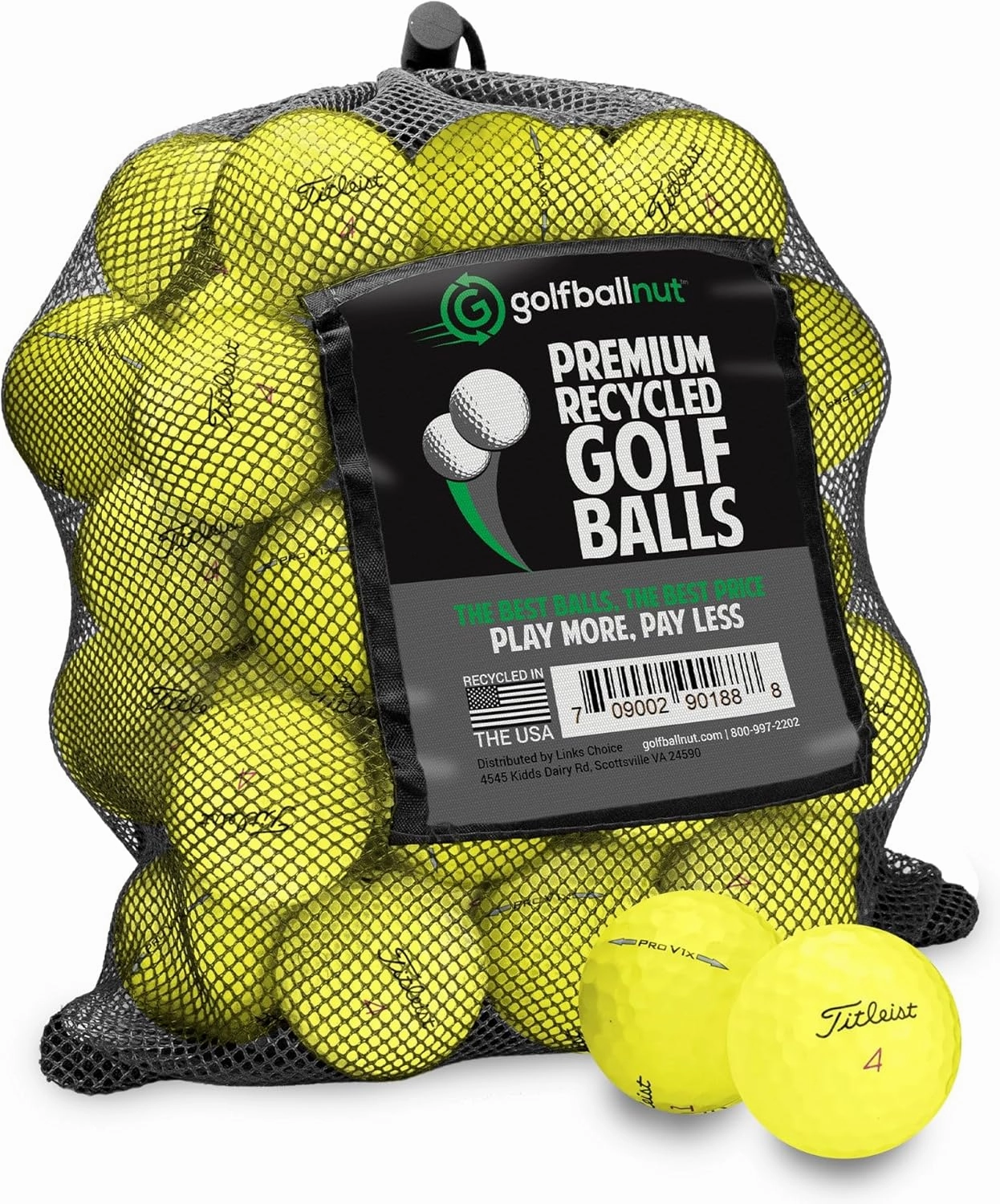 Recycled Golf Balls for Pro V1x - Premium Performance Used Golf Balls Bulk 5A Mint Condition – Includes Mesh Bag – (24-48) Pack, Yellow