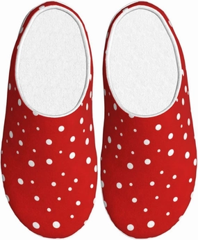 Red And White Polka Dots print Men's Women's Slippers Comfort Closed Toe House Shoes Fall Winter Home Slippers Indoor Scuff