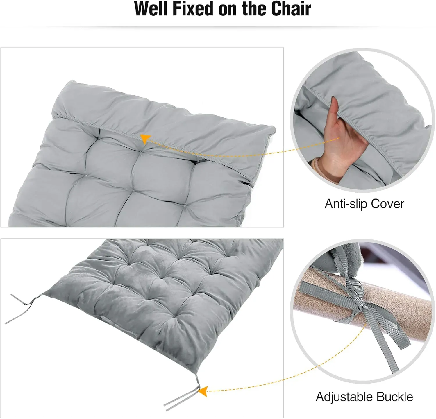 REDCAMP 21" Wider Chaise Lounge Chair Cushion for Patio Furniture, Thicker Soft Comfortable Zero Gravity Chair Pad for Outdoor Indoor Home Office, Grey 65"x21"