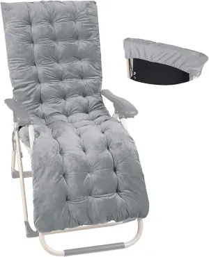 REDCAMP 21" Wider Chaise Lounge Chair Cushion for Patio Furniture, Thicker Soft Comfortable Zero Gravity Chair Pad for Outdoor Indoor Home Office, Grey 65"x21"