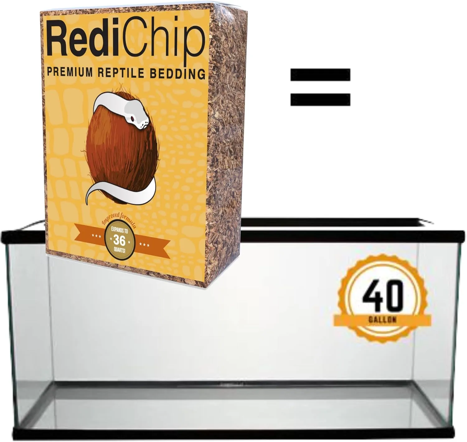 RediChip Reptile Bedding Loose Medium Coconut Chip Substrate 36 Quart Coco Husk Mulch for Snake and Gecko Habitat, Ball Python Terrarium, Lizard and Turtle Tanks, Tortoise Enclosure (4 Pk)