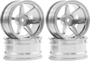 REDSPIDER • 1/10 RC Drift Wheels Rims 12mm Hex Alloy Aluminum for 1:10 Scale Rally Racing Car Tires Tamiya TT01 TT02 XV01 TA06 A959 PTG2 HPI KYOSHO HSP PTG2 Touring Street Tyres 4PCS (Silvery)