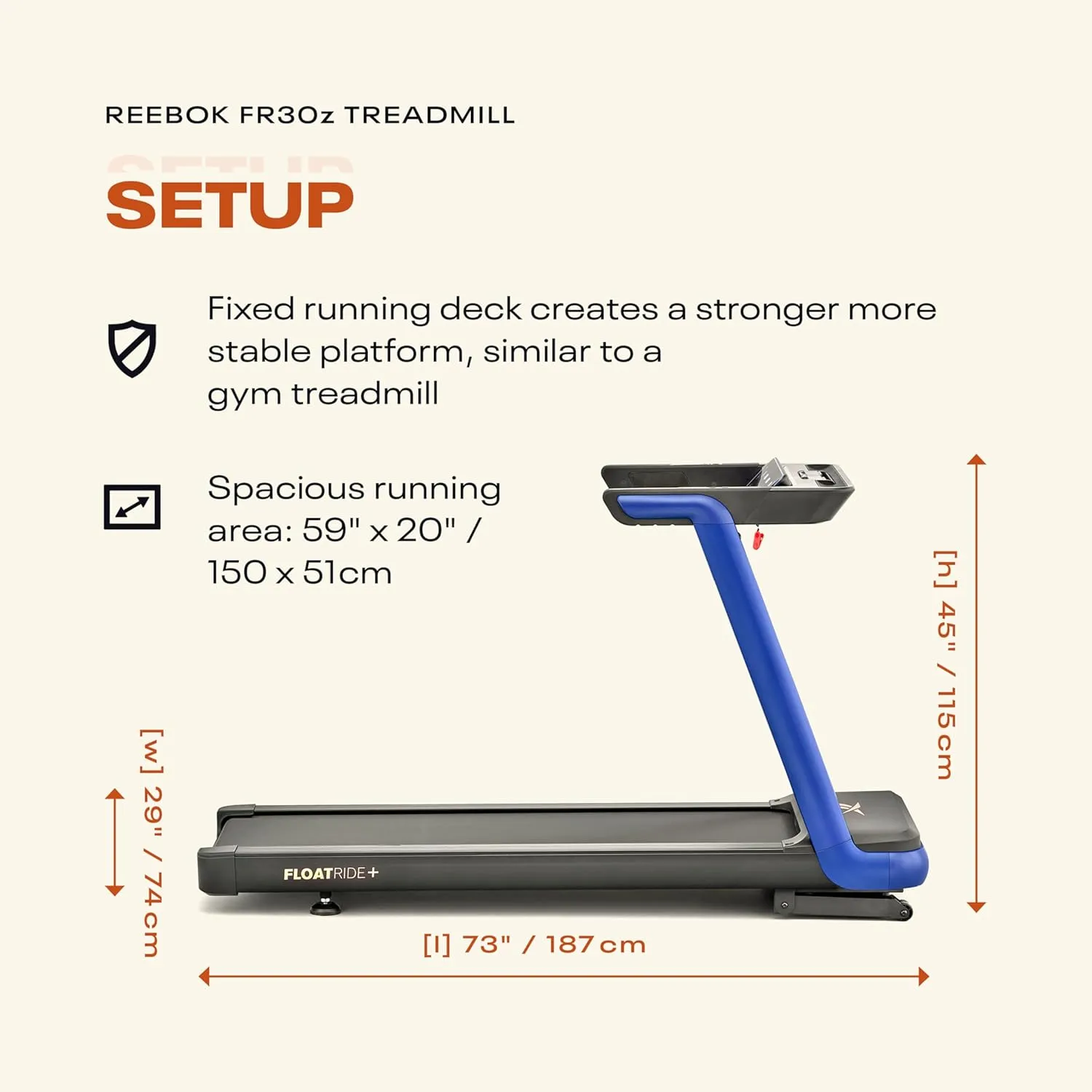 Reebok Fitness Jet 100z, Jet 300 Treadmill: Bluetooth Compatible Incline Treadmill for Home Gym Training, Foldable for Easy Storage, Hand Pulse Sensor