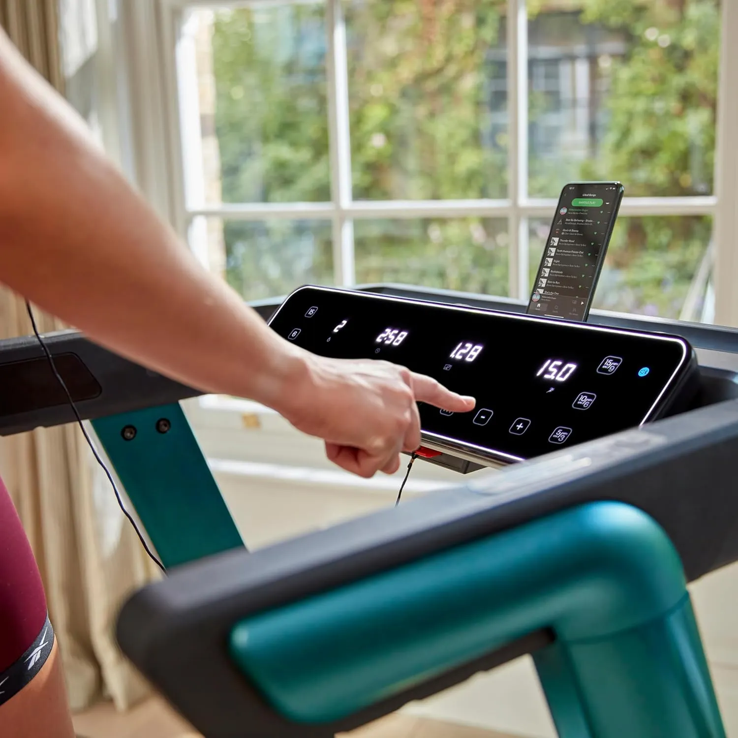 Reebok Fitness Jet 100z, Jet 300 Treadmill: Bluetooth Compatible Incline Treadmill for Home Gym Training, Foldable for Easy Storage, Hand Pulse Sensor