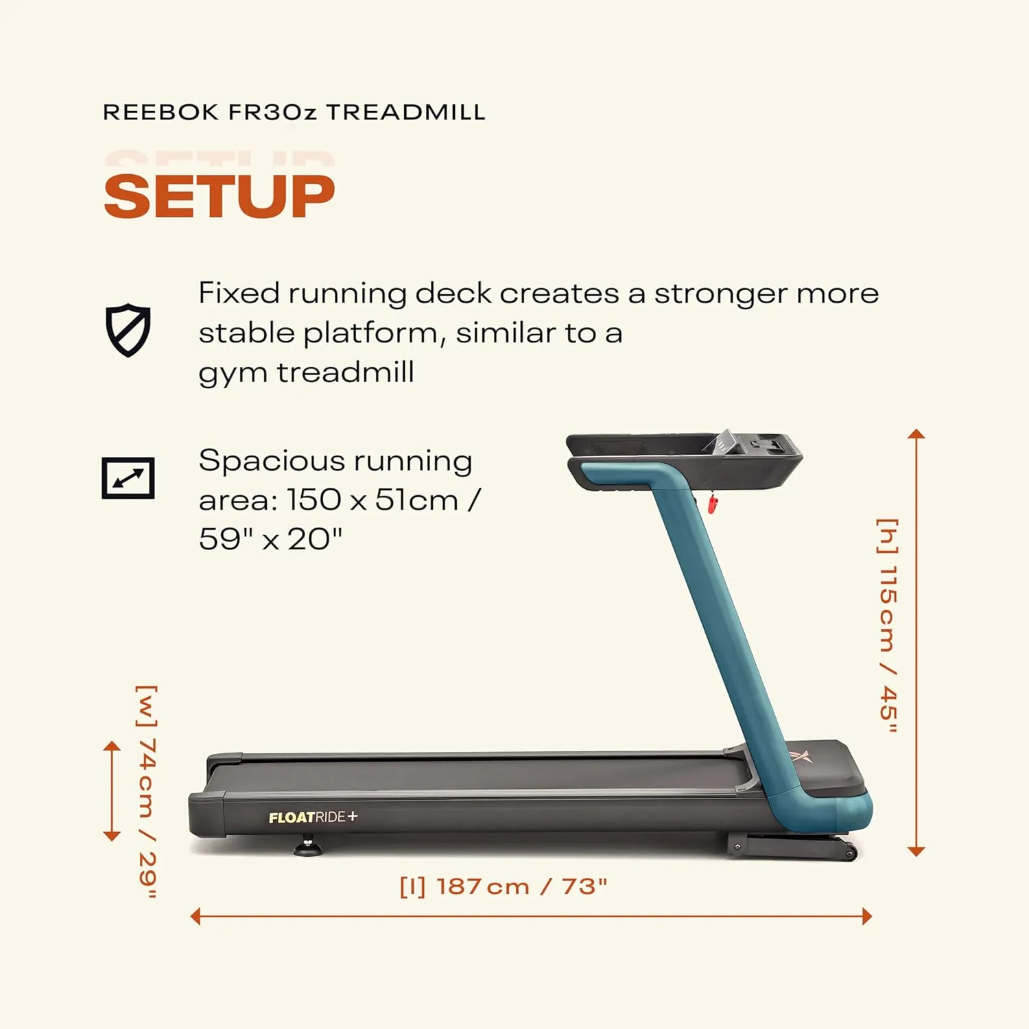 Reebok Fitness Jet 100z, Jet 300 Treadmill: Bluetooth Compatible Incline Treadmill for Home Gym Training, Foldable for Easy Storage, Hand Pulse Sensor