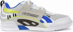 Reebok Unisex Workout Plus ATI 90S Leather Athletic Trainers, White/Black/Neon Lime, Size 5.5