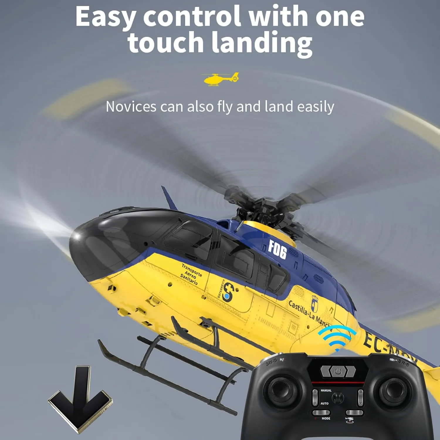 Remote Control Helicopter with Brushless Motors, Altitude Hold, Gyro, Optical Flow Positioning Function and LED Lights, 2.4GHz Mini Aircraft Toy for Beginners Kids Adults