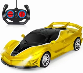 Remote Control Car for Kids, 1/18 RC Racing Cars for boys girls, 2.4Ghz Remote Control Cars with Headlight & Rotating Drifting, High Speed Car Toys for Kids 3 4 5 6 7 8-12 Birthday party Gifts (Gold)