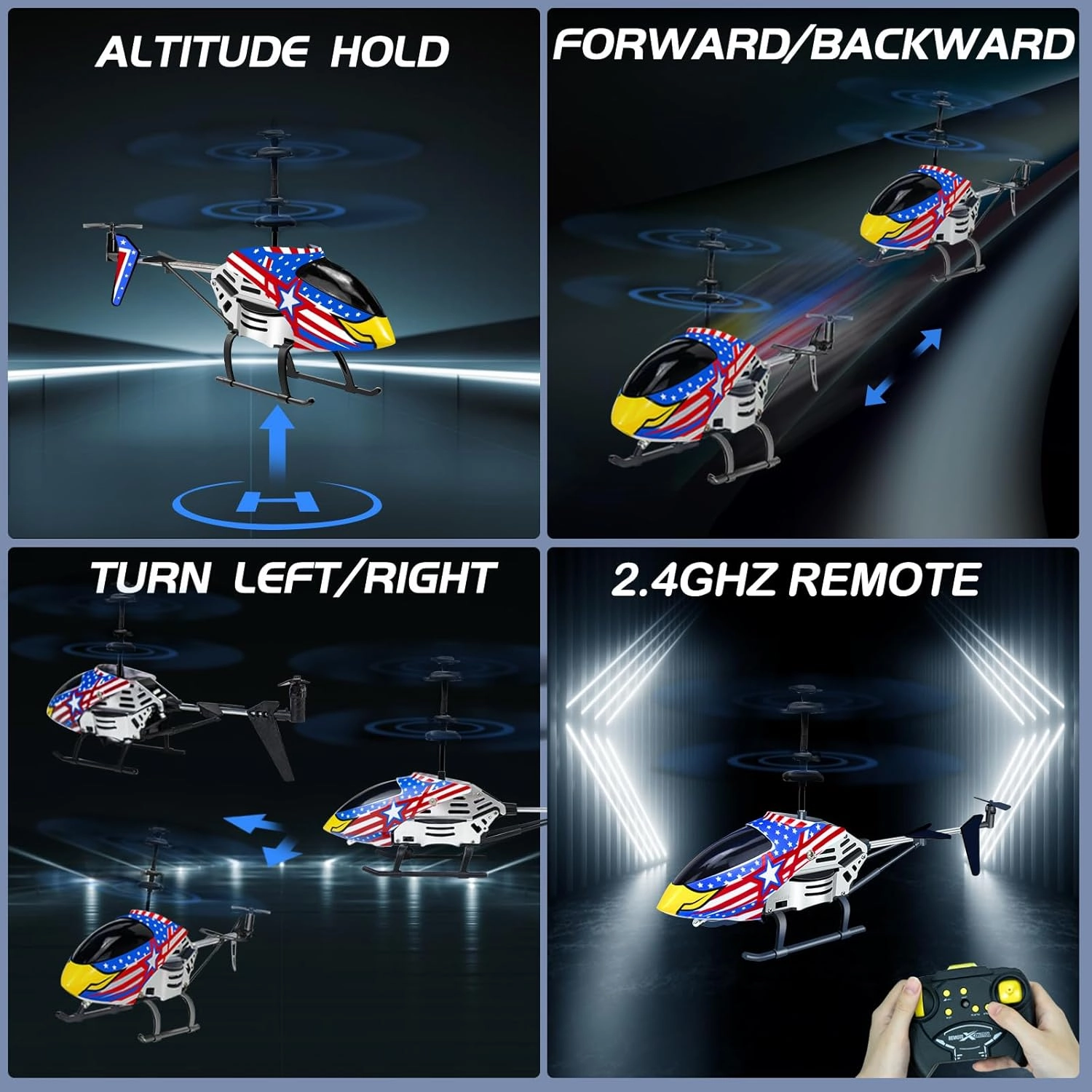 Remote Control Helicopter Toys for Boys Girls 8-10 11 12 13 14 Year Gifts, 2.4GHz 3.5 Channel Rc Helicopter Drones with LEDs for Kids Beginner- Easy to Fly Indoor,Eagle