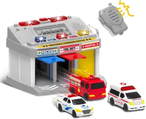 Rescue Station Kids Playset, Kids Toys for 3 4 5 6 Years Old Boys,3-Bay Parking Garage Toy Set Fire Truck,Ambulance,Police Car, Emergency Vehicle Toys with Sound and Flashing Light for Kids Ages 3 