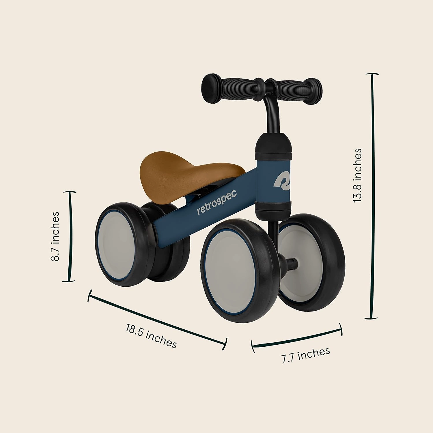 Retrospec Cricket Baby Walker Balance Bike with 4 Wheels for Ages 12-24 Months - Toddler Bicycle Toy for 1 Year Old’s - Ride On Toys for Boys & Girls
