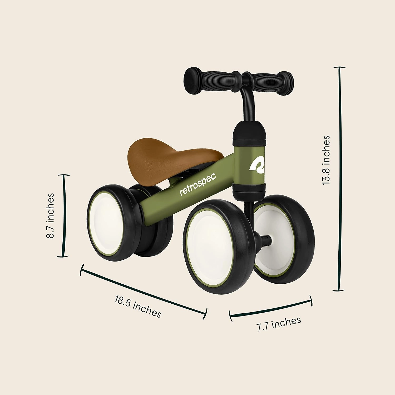 Retrospec Cricket Baby Walker Balance Bike with 4 Wheels for Ages 12-24 Months - Toddler Bicycle Toy for 1 Year Old’s - Ride On Toys for Boys & Girls