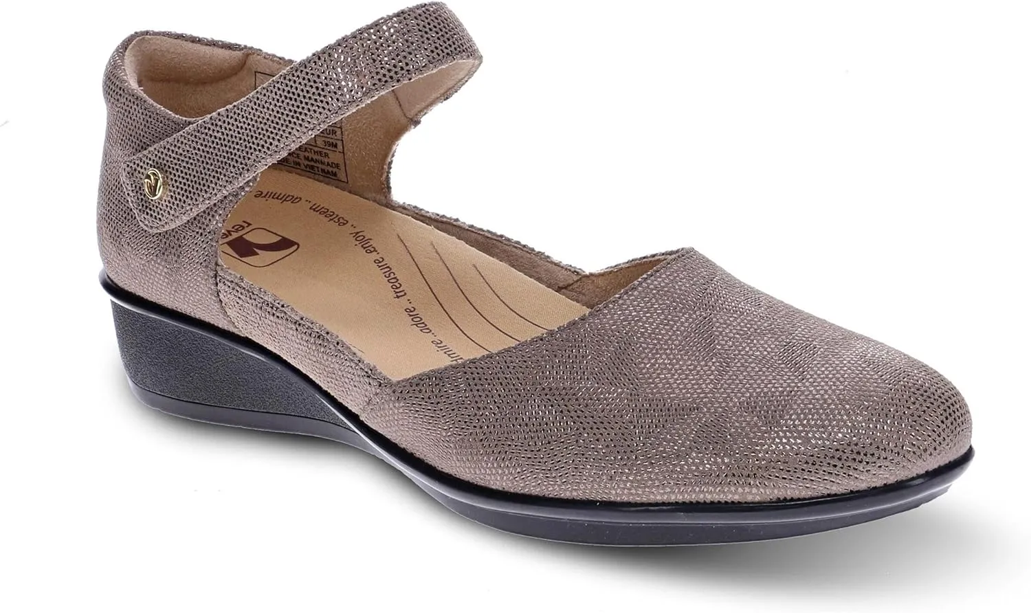 Revere Osaka Mary Jane - Premium Leather - Orthotic-Friendly Removable Insoles - Adjustable Strap - Arch Support - Stylish Wedges for All-Day Comfort