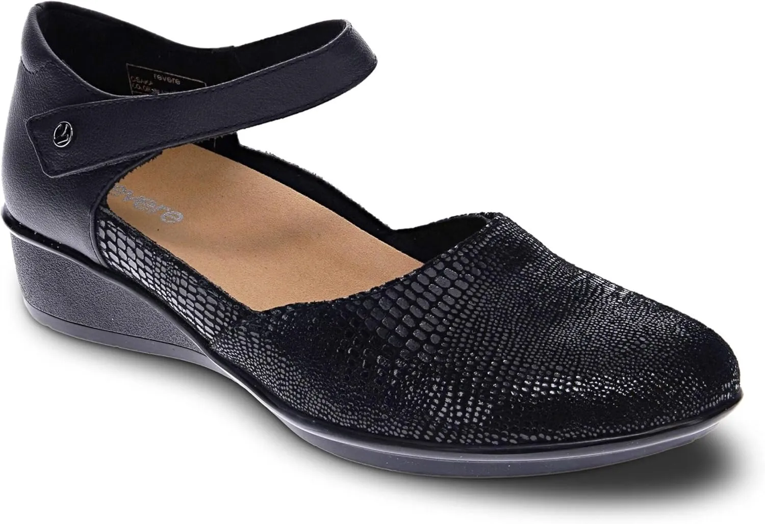 Revere Osaka Mary Jane - Premium Leather - Orthotic-Friendly Removable Insoles - Adjustable Strap - Arch Support - Stylish Wedges for All-Day Comfort
