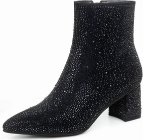 Rhinestone Boots for Women Sparkly Cowgirl Boots Pointed Toe Chunky Heels Rhinestone Cowboy Boots