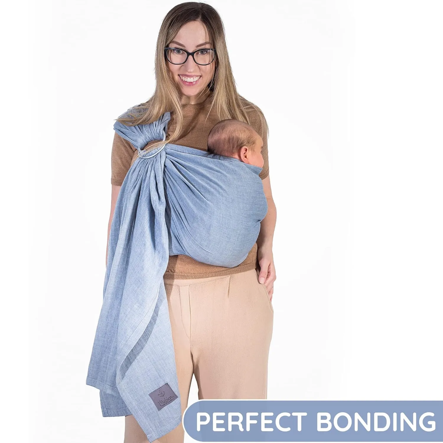 Ring Sling Baby Carrier 100% Cotton Muslin Front and Chest Newborn to Toddler Carrier and Baby Sling (Dark Blue)