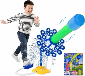 Rocket Launcher Bubbles Outdoor Activity Game - 8.5 Oz Solution and Air Stump Launch Blaster Included - Summer Fun Toys for Kids, Party Gift - Soars Up to 28 Feet
