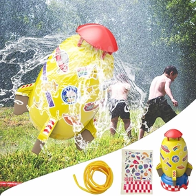 Rocket Toy, Outdoor Yard Sprinkler Toy Rocket Sprinkler Summer Toy | Water Pressure Control Flight Altitude | Water Sprayer Toys for Kids 3 Years and Up (Yellow)