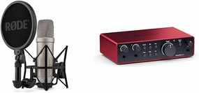 Rode NT1 5th Generation Condenser Microphone with SM6 Shockmount and Pop Filter,Silver & Focusrite Scarlett 2i2 4th Gen USB Audio Interface