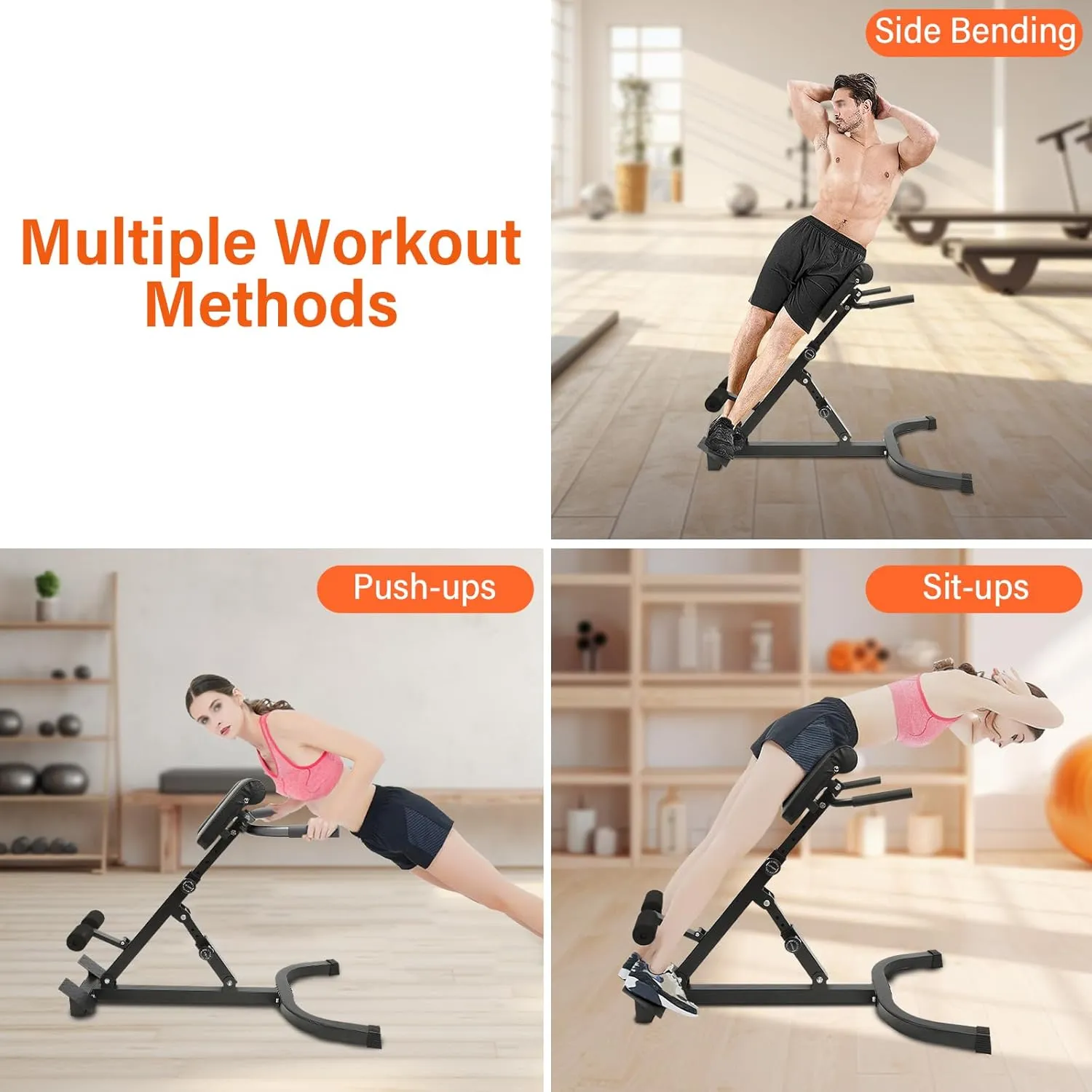 Roman Chair Back Extension Machine Foldable 5 Position Sit up Multi-Functional Hyperextension Back Strength Exercise Bench 330 lbs for Home Workout Gym Fitness Equipment