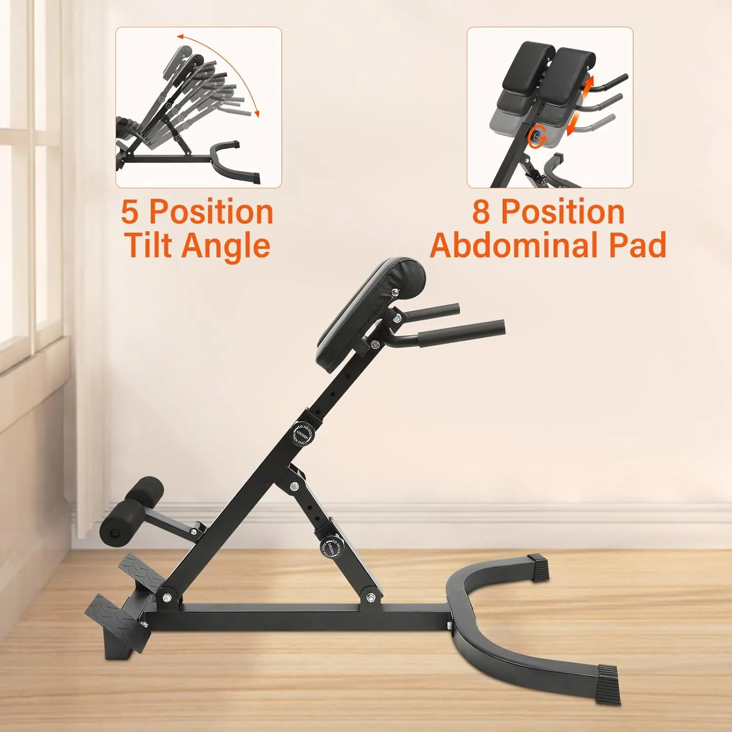 Roman Chair Back Extension Machine Foldable 5 Position Sit up Multi-Functional Hyperextension Back Strength Exercise Bench 330 lbs for Home Workout Gym Fitness Equipment