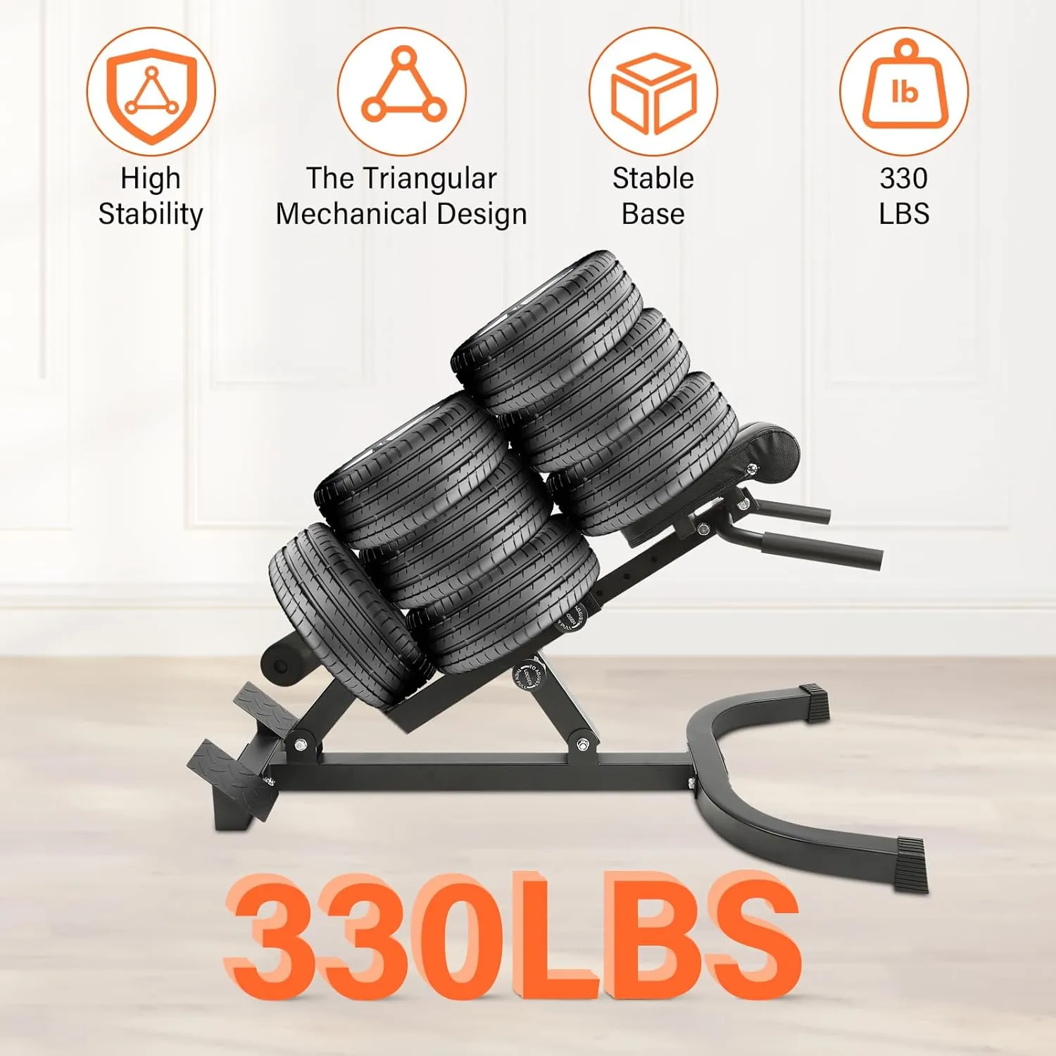 Roman Chair Back Extension Machine Foldable 5 Position Sit up Multi-Functional Hyperextension Back Strength Exercise Bench 330 lbs for Home Workout Gym Fitness Equipment