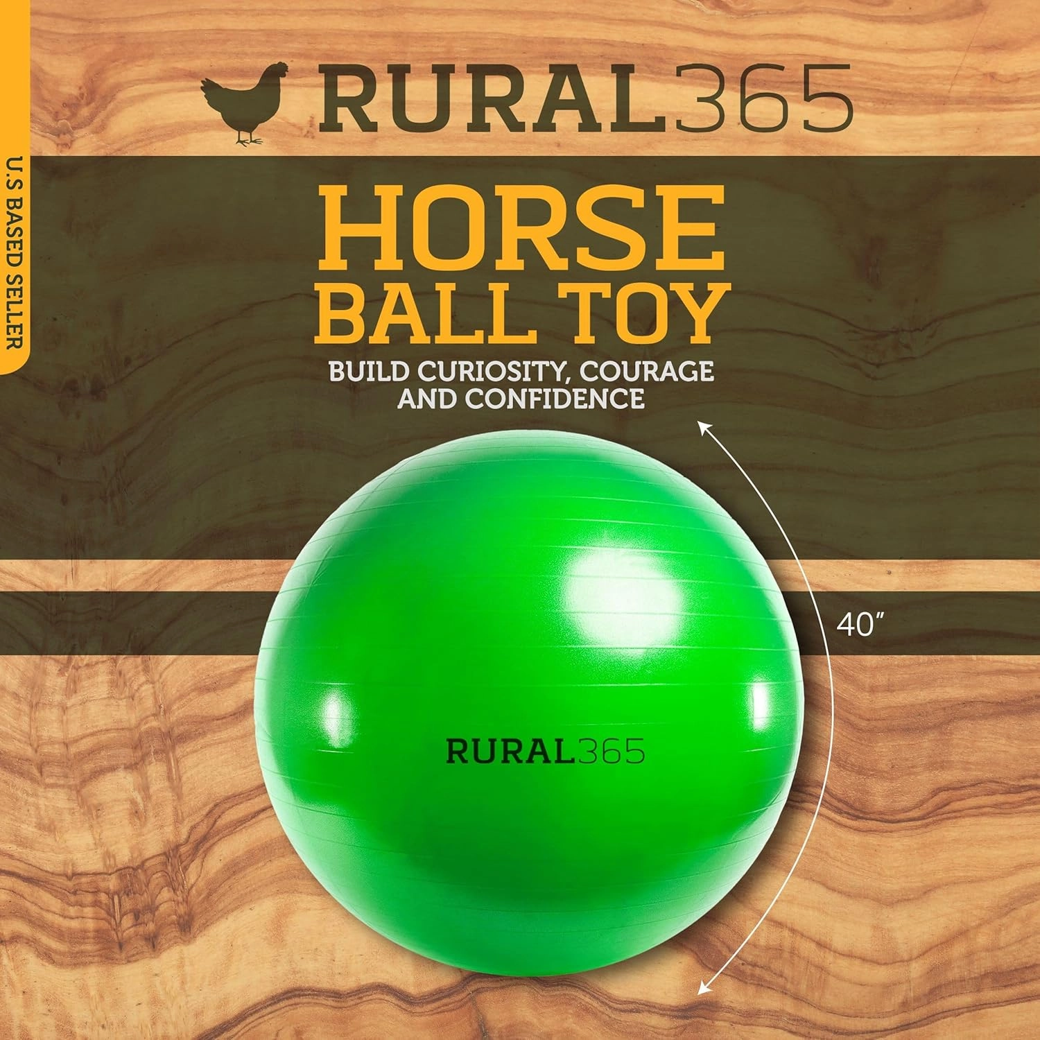 Rural365 Large Horse Ball Toy in Green, 40in Ball Anti-Burst Giant Horse Ball – Horse Soccer Ball, Pump Included