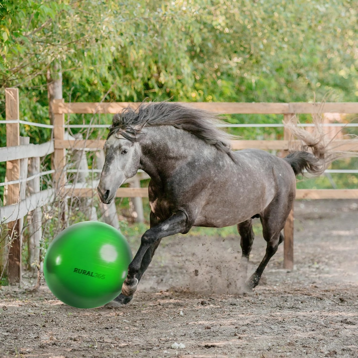 Rural365 Large Horse Ball Toy in Green, 40in Ball Anti-Burst Giant Horse Ball – Horse Soccer Ball, Pump Included