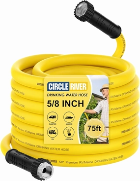 RV Drinking Water Hose 75FT with Storage Bag, 5/8" Premium Fresh Water Hose for RV, Camping, Marine, Trailer and Truck, BPA Free, Anti-Kink and Leak-Free, Drinking Water Safe