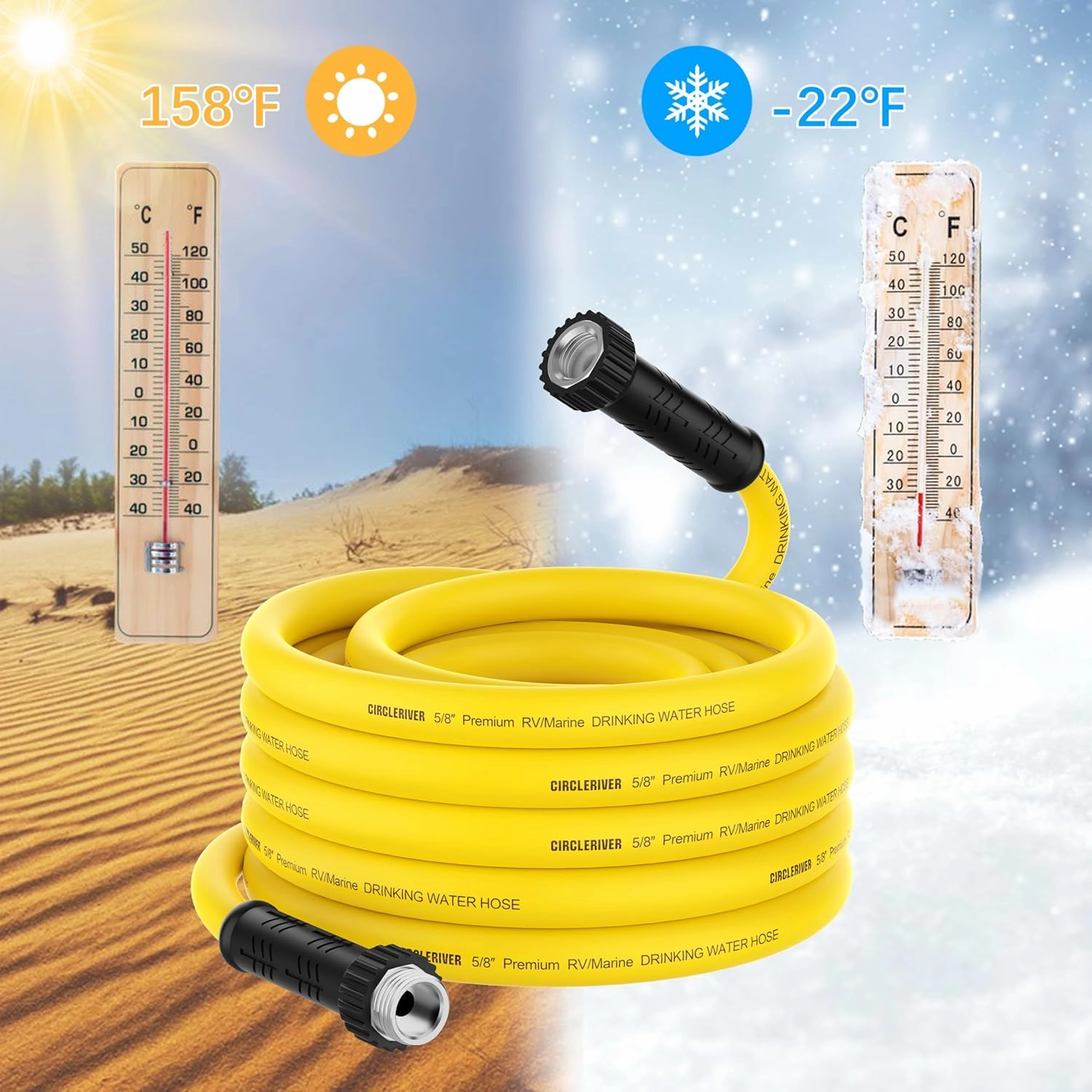 RV Drinking Water Hose 75FT with Storage Bag, 5/8" Premium Fresh Water Hose for RV, Camping, Marine, Trailer and Truck, BPA Free, Anti-Kink and Leak-Free, Drinking Water Safe