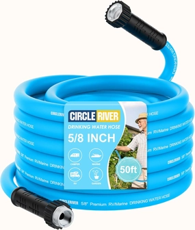 RV Water Hose 50FT, 5/8" Premium RV Drinking Water Hose for RV, Camping, Marine, Trailer and Truck, BPA Free, Anti-Kink and Leak-Free, Drinking Water Safe-Blue