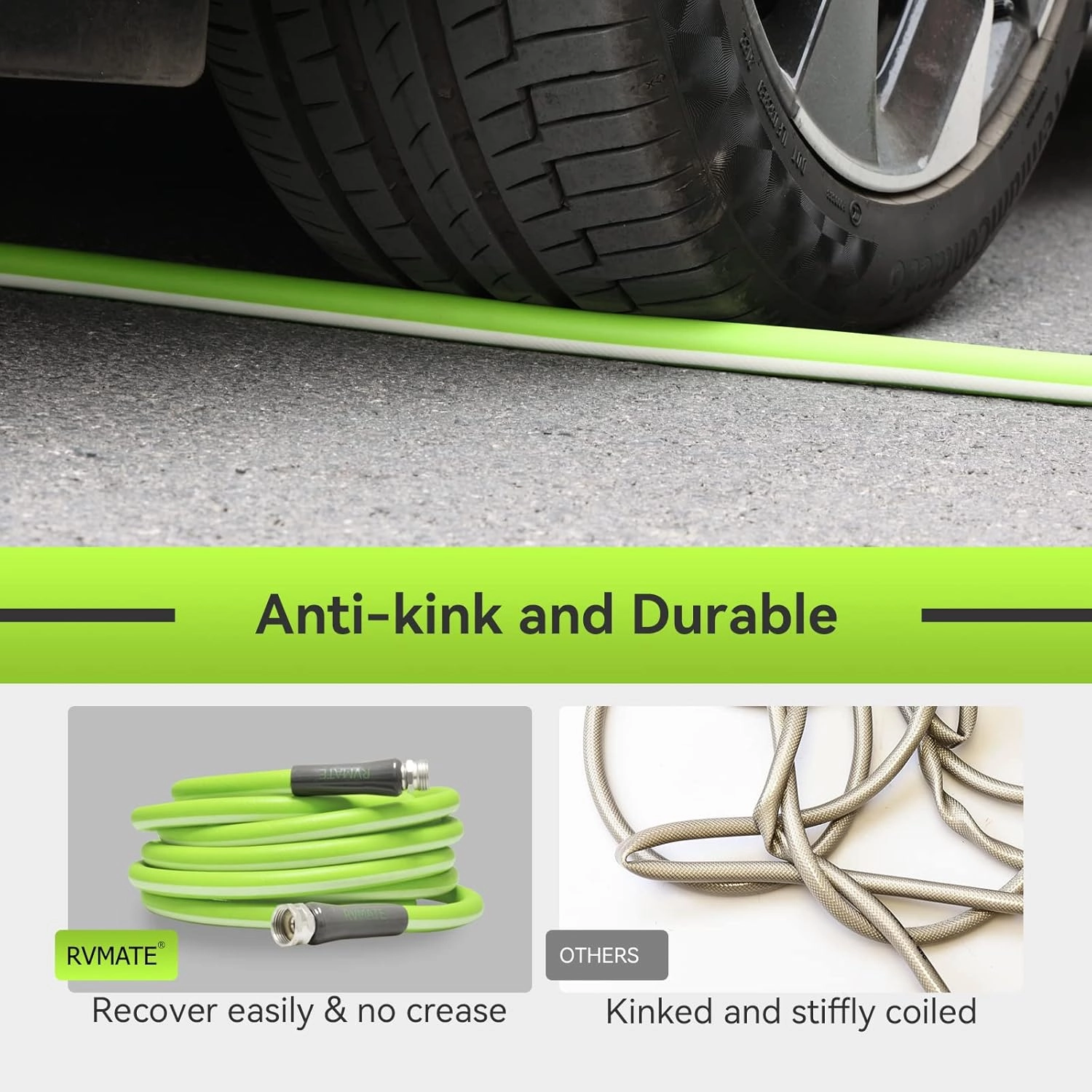 RVMATE RV Water Hose 100FT, 5/8” Inner Diameter Drinking Water Hose Lead-free, No Leaking Garden Hose For RV/Trailer/Camping, RV Accessories