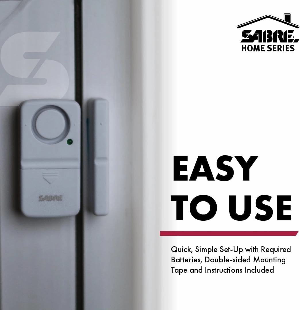 SABRE Wireless Home Security Door Window Burglar Alarm with LOUD 120 dB Siren, DIY EASY to Install, 2-Pack,white