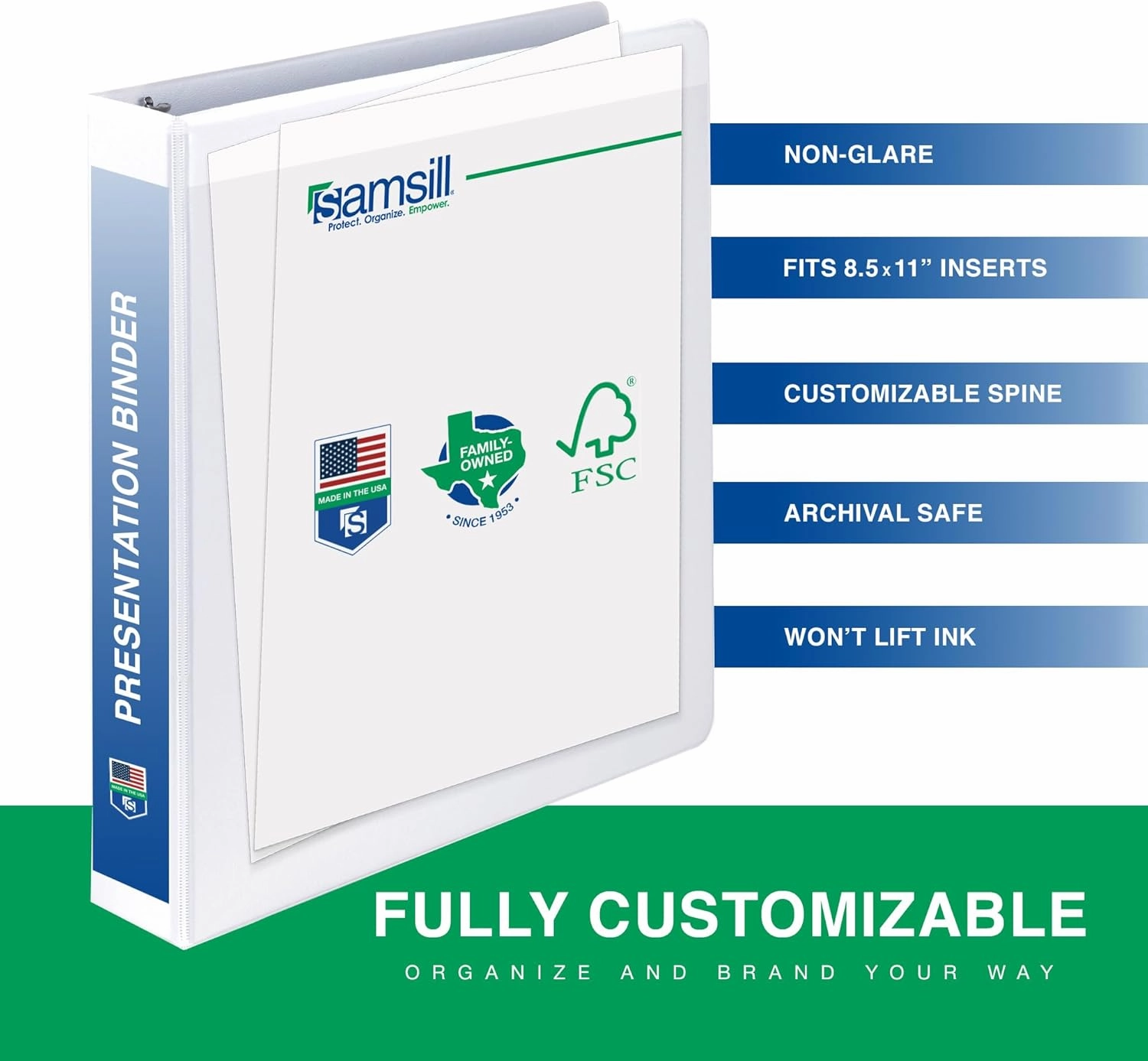 Samsill 1 Inch 3 Ring Binders, Made in USA, Economy Round Ring, Clear View Cover, 200 Sheet Capacity - for School, Home, Office - White, 12 Pack