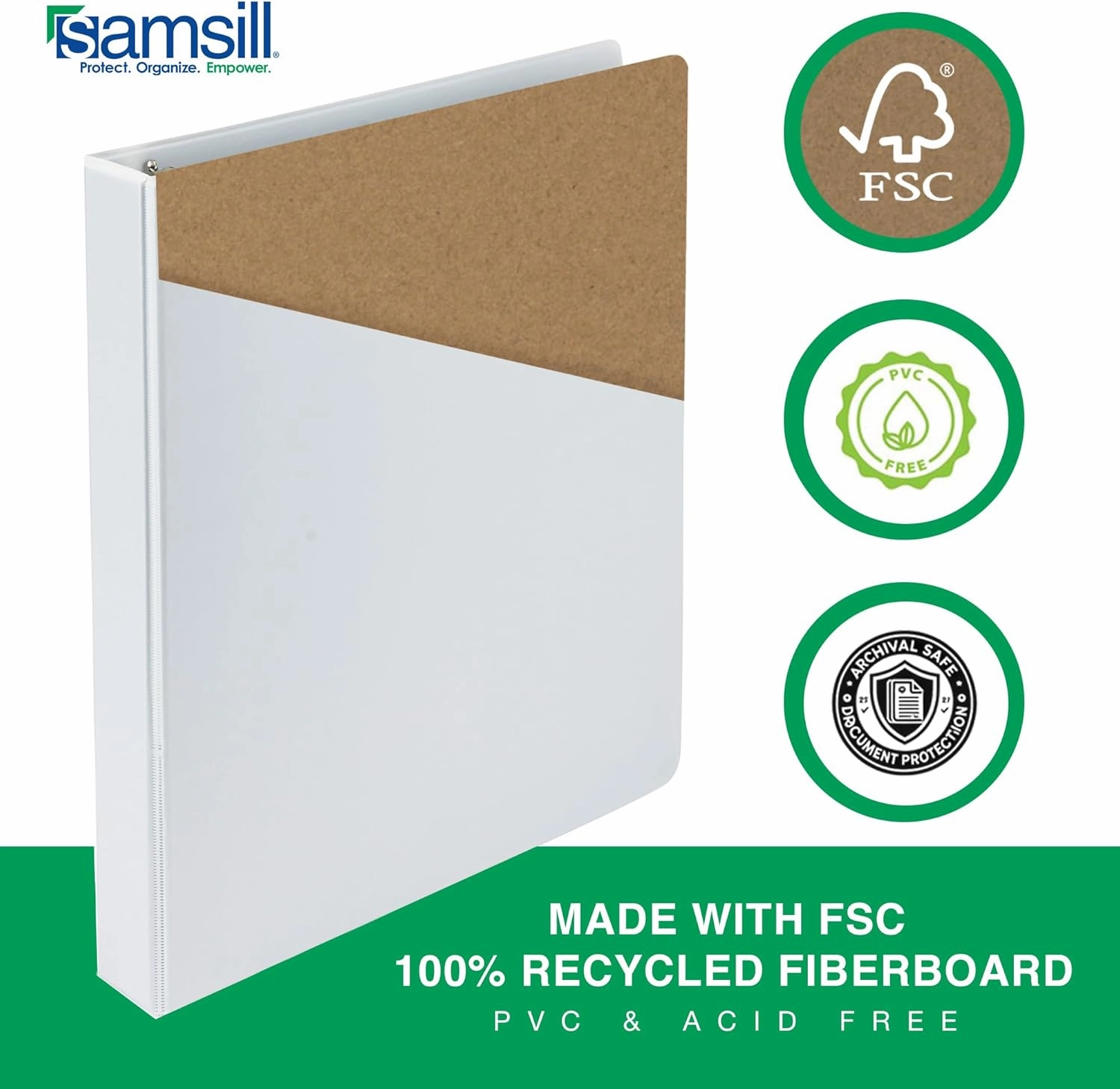 Samsill 1 Inch 3 Ring Binders, Made in USA, Economy Round Ring, Clear View Cover, 200 Sheet Capacity - for School, Home, Office - White, 12 Pack
