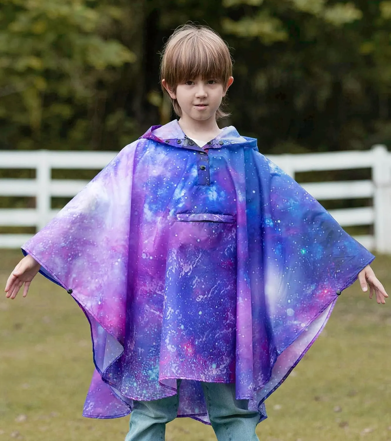 SaphiRose Lightweight Kids Rain Poncho Jacket Waterproof Outwear Rain Coat