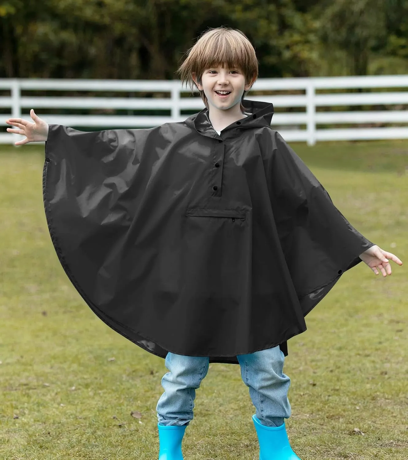 SaphiRose Lightweight Kids Rain Poncho Jacket Waterproof Outwear Rain Coat