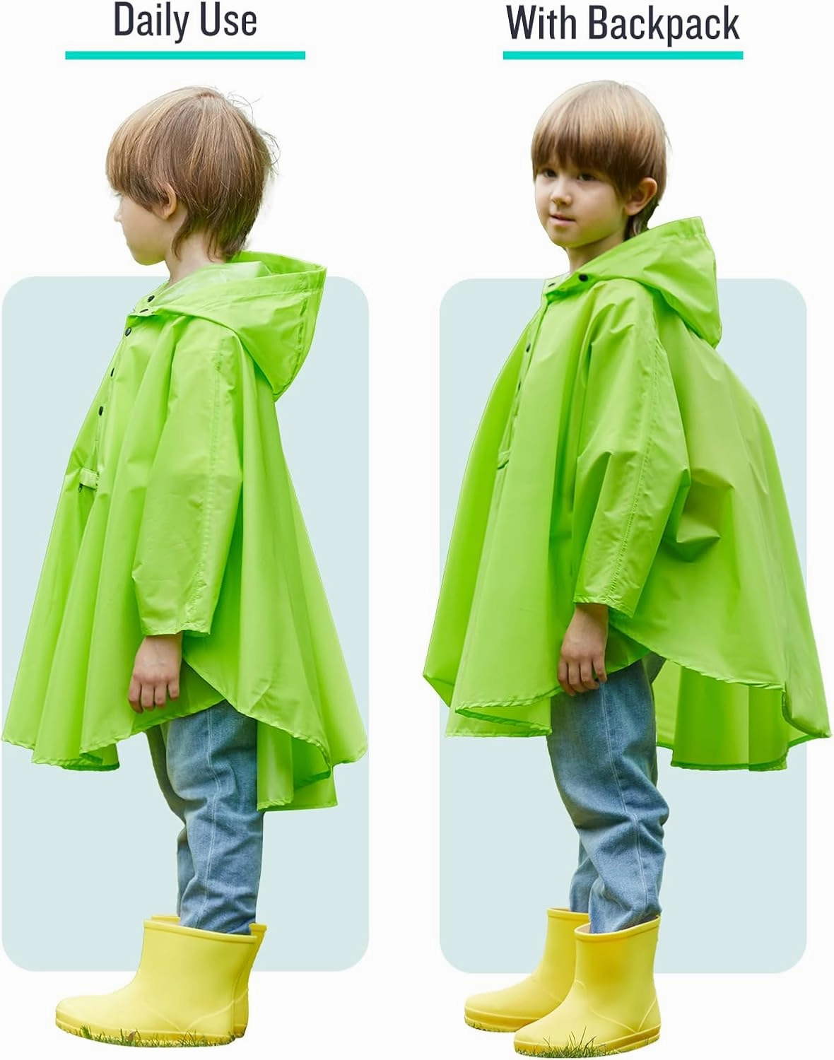 SaphiRose Lightweight Kids Rain Poncho Jacket Waterproof Outwear Rain Coat