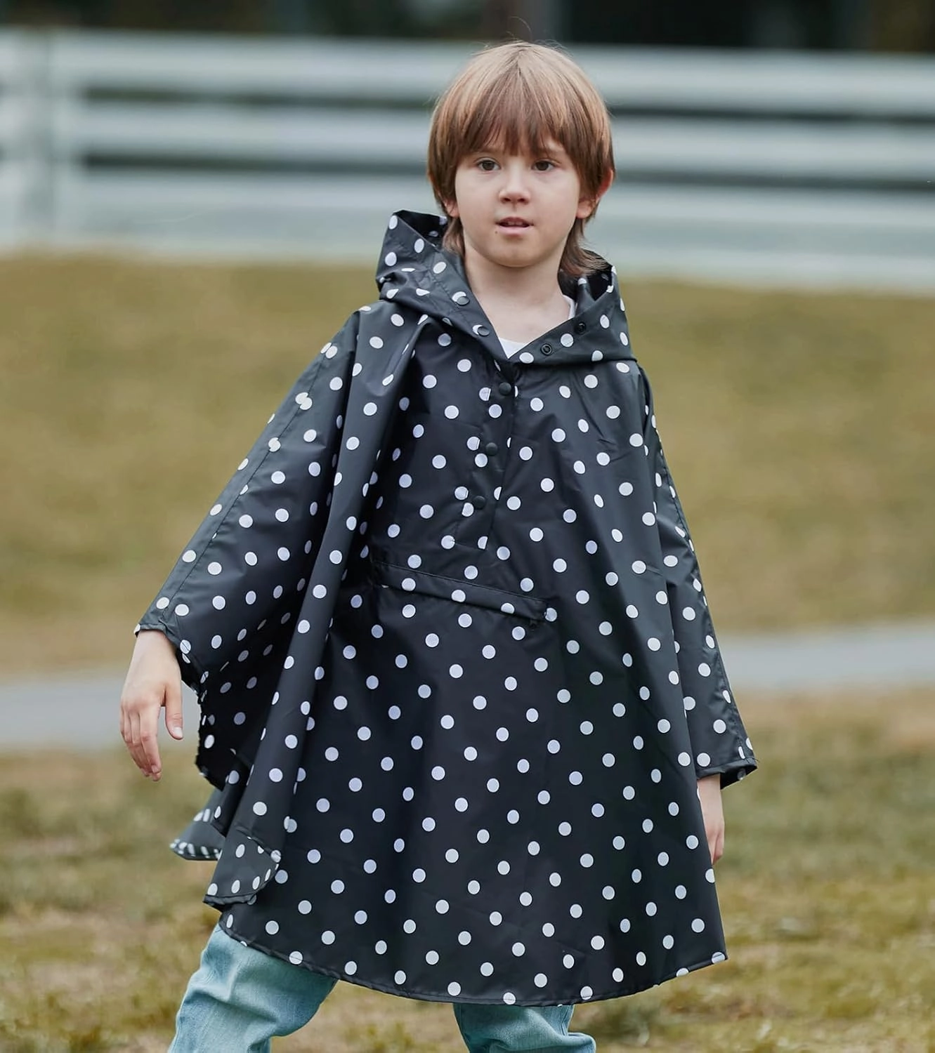 SaphiRose Lightweight Kids Rain Poncho Jacket Waterproof Outwear Rain Coat
