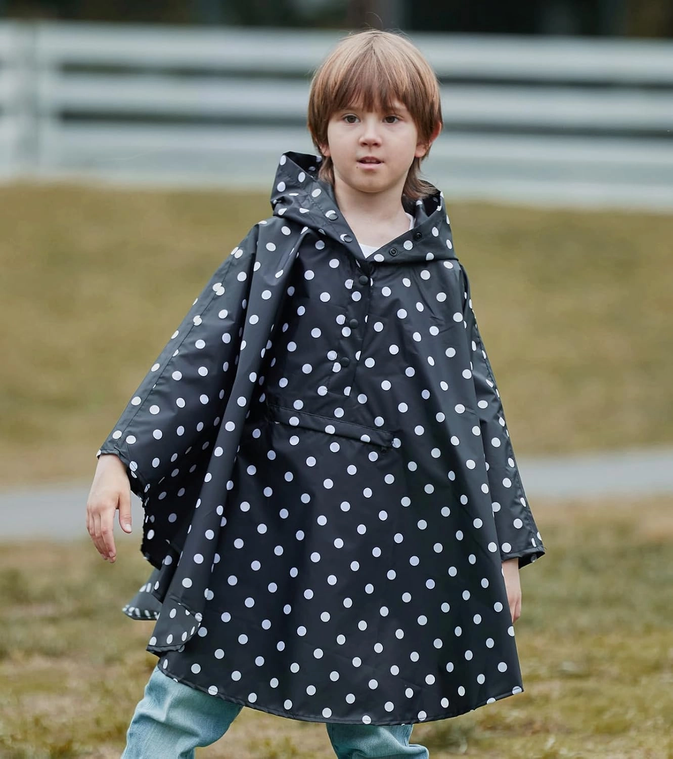 SaphiRose Lightweight Kids Rain Poncho Jacket Waterproof Outwear Rain Coat