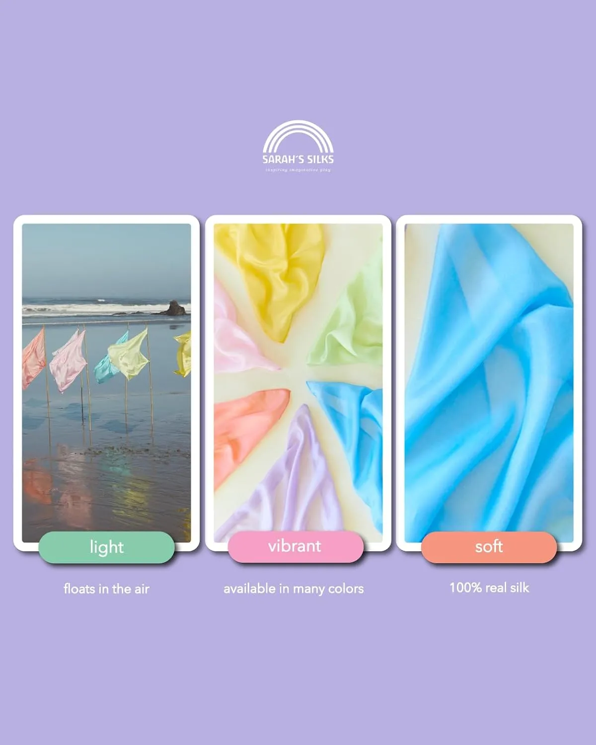Sarah's Silks Playsilk - 100% Real Silk, Hand Dyed, Bright Colored Play Scarves | Montessori and Waldorf Toys for Dress up, Imaginative, and Pretend Play (35" x 35")