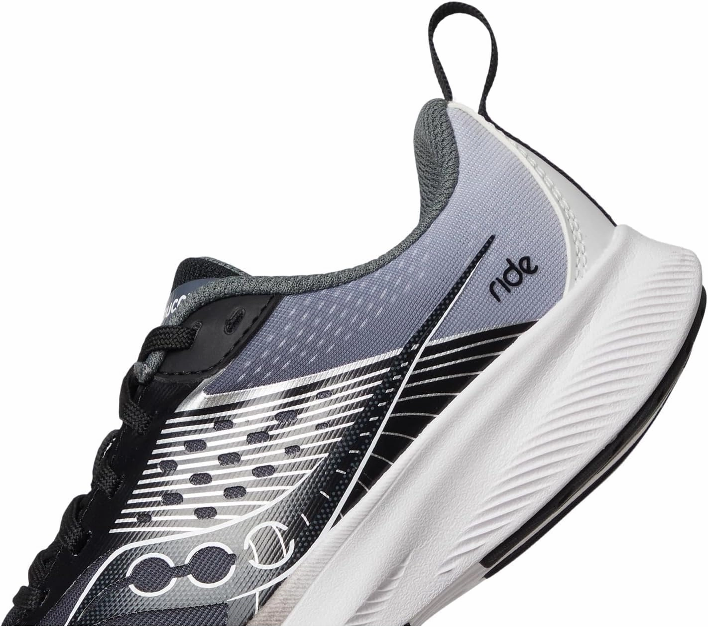Saucony Ride Kidz Sneaker, Black/White, 4 US Unisex Big Kid
