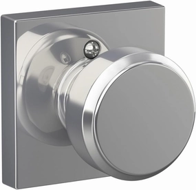 Schlage F170 BWE 625 COL Bowery Knob with Collins Trim Non-Turning Dummy Door Handle, Bright Chrome