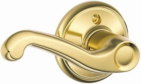 Schlage F170 FLA 605 LH Left Handed Flair Door Lever, One Sided Non-Turning Dummy Door Handle, Bright Brass