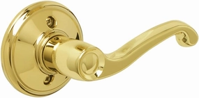 SCHLAGE Flair Right Handed Lever Non-Turning Lock, Bright Brass (F170 V FLA 605 RH)