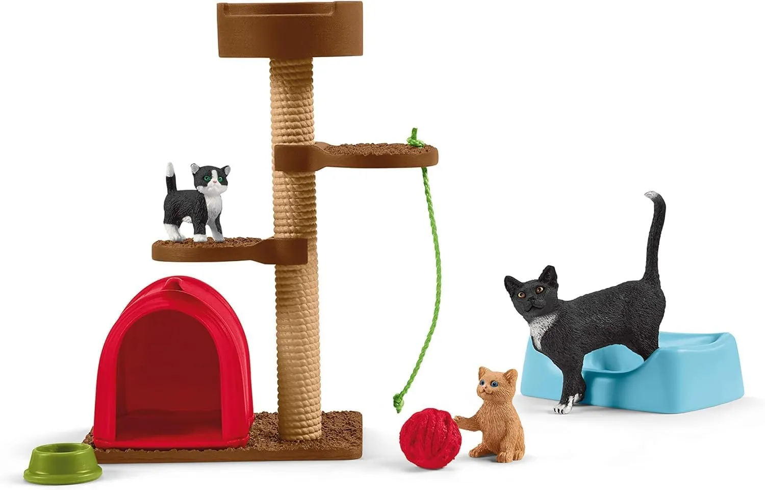 Schleich Farm World Cute Cats and Kittens Playtime Figurine Set - 9-Piece Realistic Momma Cat and Baby Kitten Figurine Large Playset forToddlers, Boys and Girls, Gift for Kids Ages 3 