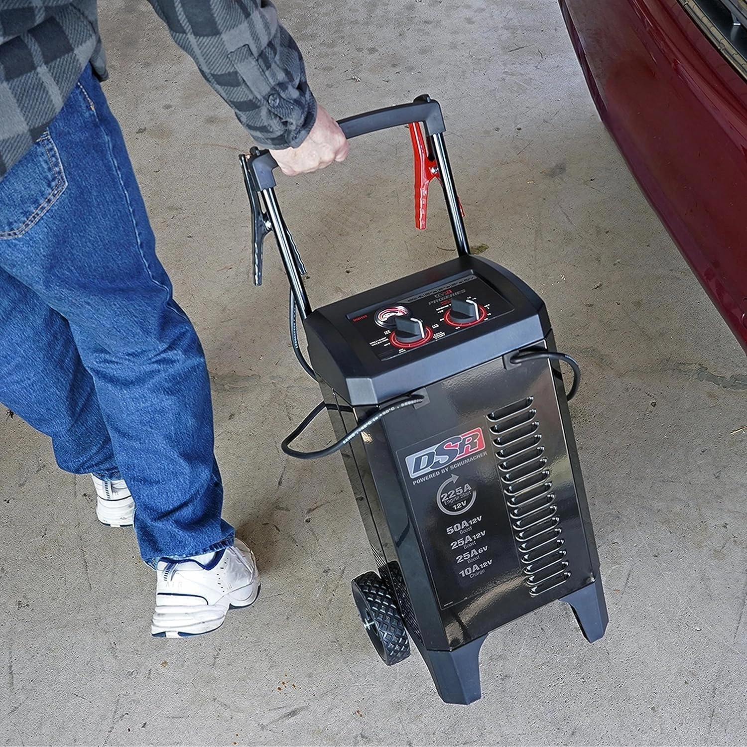 Schumacher Electric DSR ProSeries 6V/12V Manual Battery Charger & Engine Starter - 225A Heavy Duty Engine Starter - Truck, SUV & Large Battery Compatible - Color-Coded Clamps - DSR139